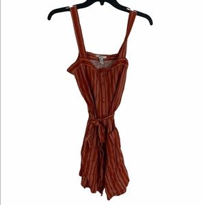 Burnt Orange & White Stripped Tie Sundress Pockets